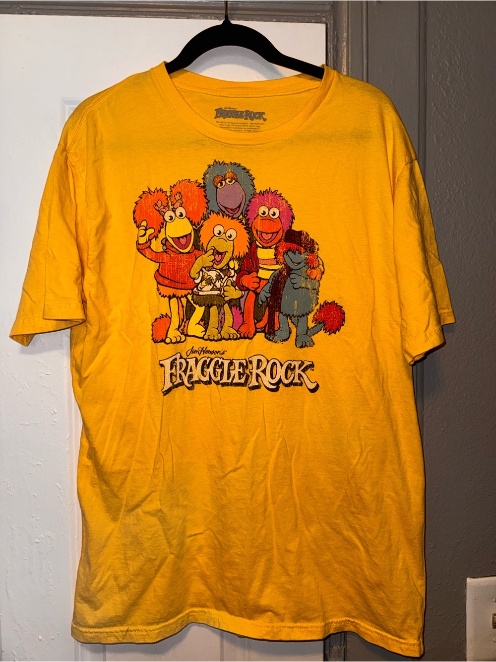 Fraggle Rock Jim Henson Vintage Yellow Graphic Tee size XL